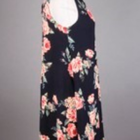 Sweet Pink and Navy Floral Mini Dress - Picture 3 of 4